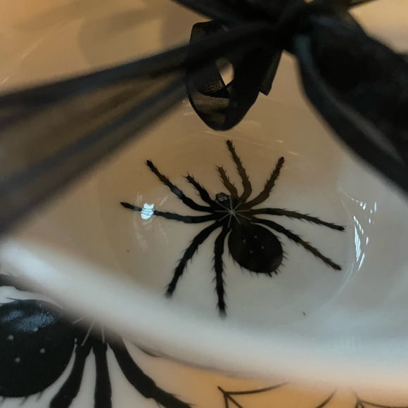 PARK CHATEAU NWOT Spider & Web Teacup And Saucer Set White & Black W/Gold Trim - Picture 3 of 10